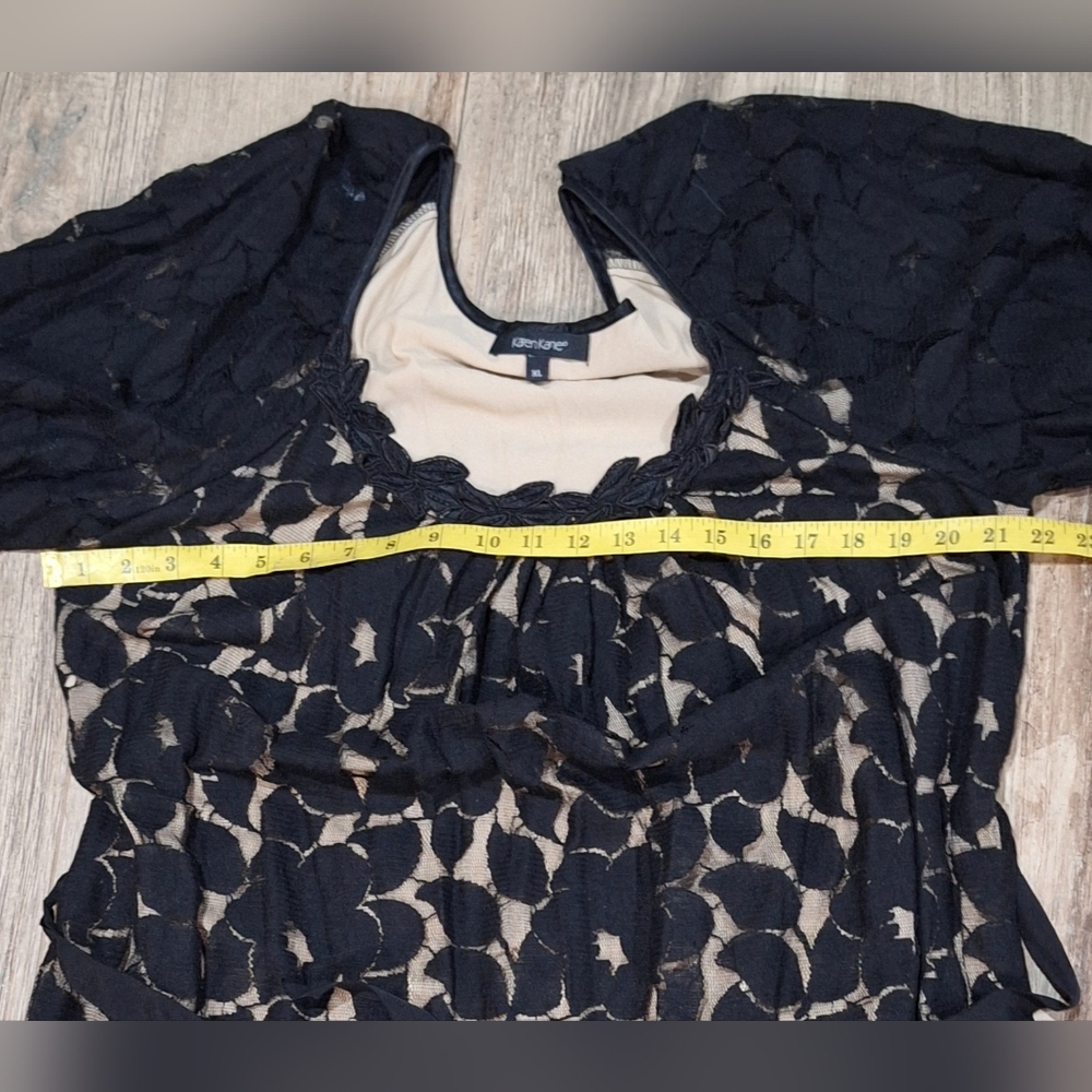 #1011 Karen kane black lace swing dress with ribbon belt sz.XL - Picture 10 of 11